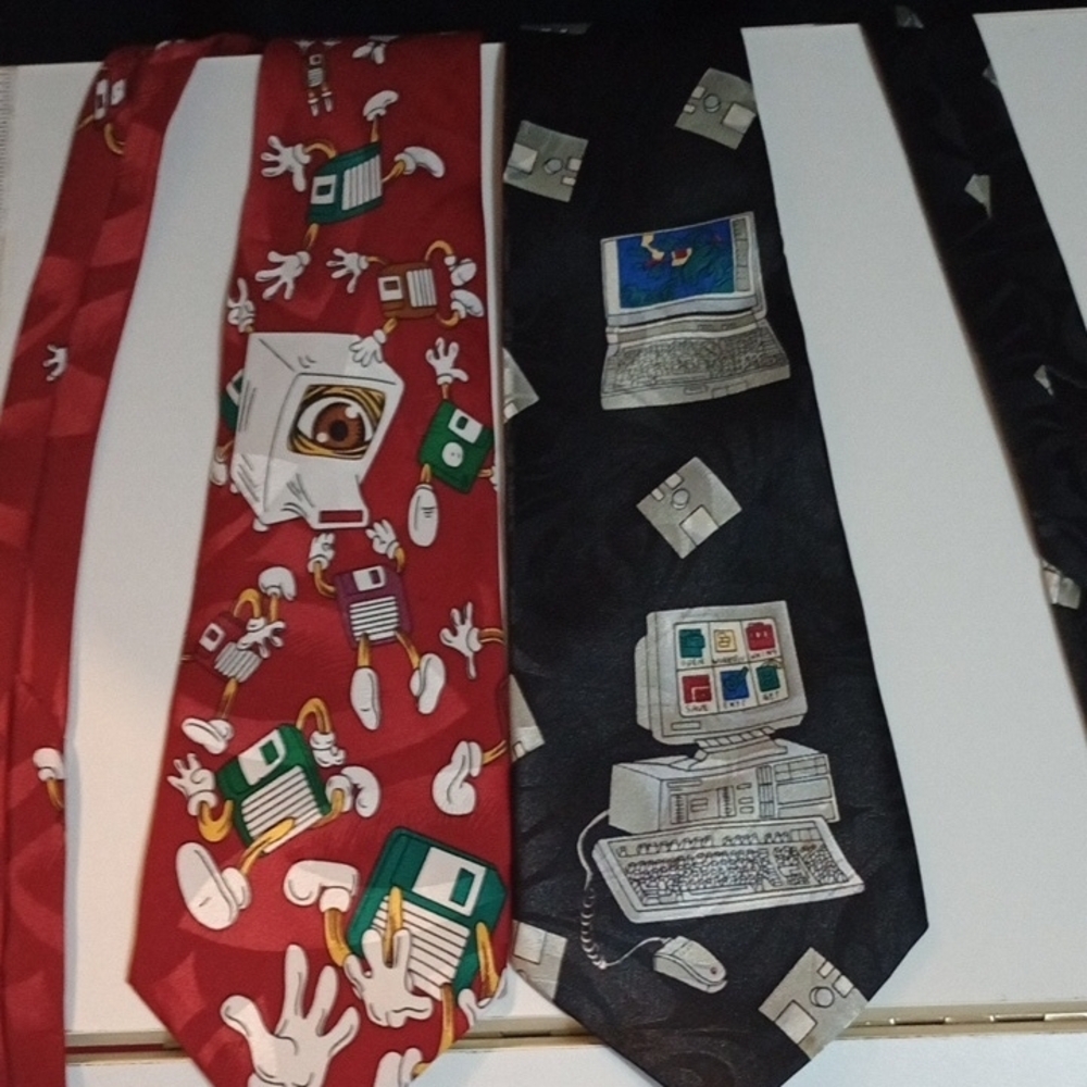Vintage Computer-Themed Novelty Neckties – Retro Tech Ties – 90s Style Geekwear